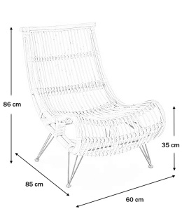 Halmar MELODY fotel wypoczynkowy, rattan naturalny, nogi metal czarny