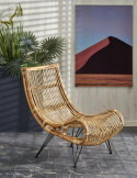 Halmar MELODY fotel wypoczynkowy, rattan naturalny, nogi metal czarny Halmar MELODY fotel wypoczynkowy, rattan naturalny, nogi metal czarny