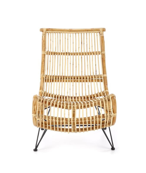 Halmar MELODY fotel wypoczynkowy, rattan naturalny, nogi metal czarny Halmar MELODY fotel wypoczynkowy, rattan naturalny, nogi metal czarny