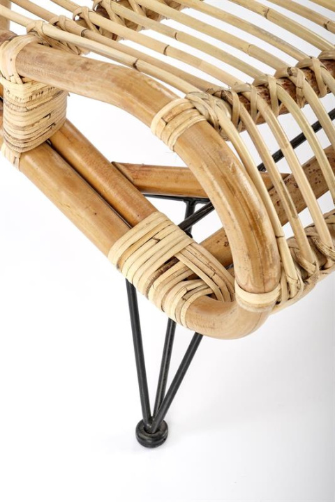 Halmar MELODY fotel wypoczynkowy, rattan naturalny, nogi metal czarny Halmar MELODY fotel wypoczynkowy, rattan naturalny, nogi metal czarny