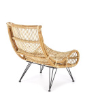 Halmar MELODY fotel wypoczynkowy, rattan naturalny, nogi metal czarny Halmar MELODY fotel wypoczynkowy, rattan naturalny, nogi metal czarny