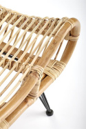 Halmar MELODY fotel wypoczynkowy, rattan naturalny, nogi metal czarny Halmar MELODY fotel wypoczynkowy, rattan naturalny, nogi metal czarny