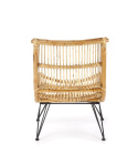Halmar MELODY fotel wypoczynkowy, rattan naturalny, nogi metal czarny Halmar MELODY fotel wypoczynkowy, rattan naturalny, nogi metal czarny