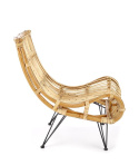 Halmar MELODY fotel wypoczynkowy, rattan naturalny, nogi metal czarny Halmar MELODY fotel wypoczynkowy, rattan naturalny, nogi metal czarny