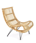 Halmar MELODY fotel wypoczynkowy, rattan naturalny, nogi metal czarny Halmar MELODY fotel wypoczynkowy, rattan naturalny, nogi metal czarny