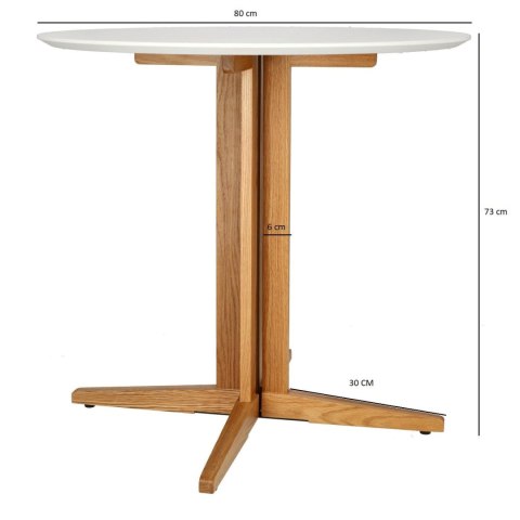 STÓŁ OKRĄGŁY Mauro 80cm BLAT BIAŁY MDF PODSTAWA DĄB NATURALNY DREWNO Intesi DOJADALNI SALONU KUCHNI STÓŁ OKRĄGŁY Mauro 80cm BLAT BIAŁY MDF PODSTAWA DĄB NATURALNY DREWNO Intesi DOJADALNI SALONU KUCHNI