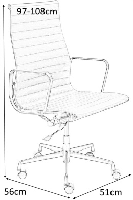 FOTEL BIUROWY OBROTOWY REGULOWANY AERON PRESTIGE PLUS King Home CZARNY - skóra naturalna, aluminium NA KÓŁKACH Z FUNKCJĄ BUJANIA