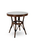 STÓŁ OKRĄGŁY FI60 CAFE PARIS 60 King Home BRĄZOWY RATTAN METAL SZKLANY BLAT