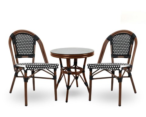 STÓŁ OKRĄGŁY FI60 CAFE PARIS 60 King Home BRĄZOWY RATTAN METAL SZKLANY BLAT STÓŁ OKRĄGŁY FI60 CAFE PARIS 60 King Home BRĄZOWY RATTAN METAL SZKLANY BLAT