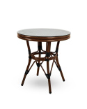 STÓŁ OKRĄGŁY FI60 CAFE PARIS 60 King Home BRĄZOWY RATTAN METAL SZKLANY BLAT STÓŁ OKRĄGŁY FI60 CAFE PARIS 60 King Home BRĄZOWY RATTAN METAL SZKLANY BLAT