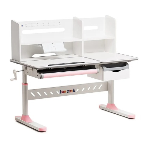 Biurko Fun Desk Fiore II Pink Regulowane biurko dla dzieci i młodzieży Biały / Szary