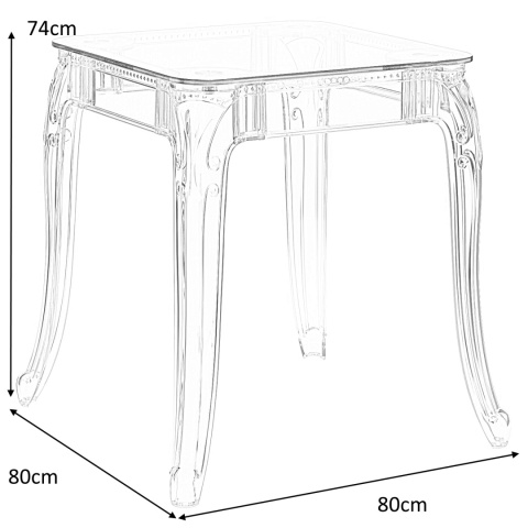 STÓŁ KWADRATOWY ZE SZKLANYM BLATEM Ghost 80x80cm Intesi TRANSPARENTNY PODSTAWA TWORZYWO PP STÓŁ KWADRATOWY ZE SZKLANYM BLATEM Ghost 80x80cm Intesi TRANSPARENTNY PODSTAWA TWORZYWO PP