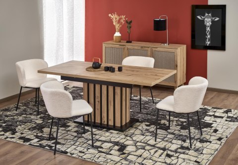 STÓŁ ROZKŁADANY PROSTOKĄTNY LAMELLO 160-210x90 cm DĄB ARTISAN / CZARNY HALMAR PŁYTA LAMINOWANA DO JADALNI SALONU STÓŁ ROZKŁADANY PROSTOKĄTNY LAMELLO 160-210x90 cm DĄB ARTISAN / CZARNY HALMAR PŁYTA LAMINOWANA DO JADALNI SALONU