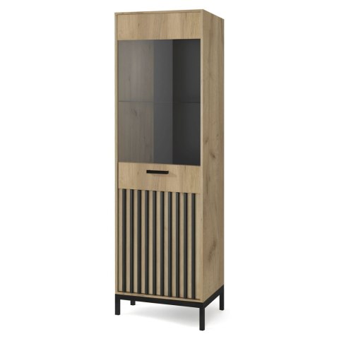 LAMINO W-1 witryna dąb craft/czarny, nogi: czarny LAMINO W-1 witryna dąb craft/czarny, nogi: czarny