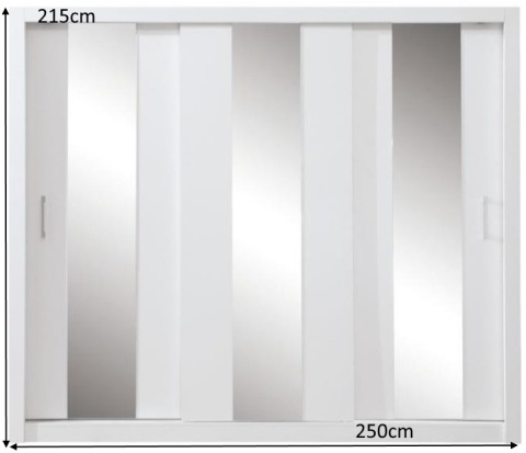 SZAFA TRZYDRZWIOWA Z LUSTREM DUCA DC1 250 - Biały Lux Meblar PŁYTA LAMINOWANA DRZWI PRZESUWNE SZAFA TRZYDRZWIOWA Z LUSTREM DUCA DC1 250 - Biały Lux Meblar PŁYTA LAMINOWANA DRZWI PRZESUWNE