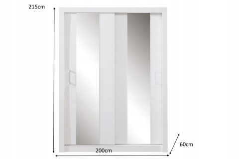 SZAFA DWUDRZWIOWA Z LUSTREM DUCA DC2 200 - Biały Lux Meblar DRZWI PRZESUWNE PŁYTA LAMINOWANA SZAFA DWUDRZWIOWA Z LUSTREM DUCA DC2 200 - Biały Lux Meblar DRZWI PRZESUWNE PŁYTA LAMINOWANA
