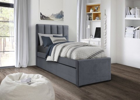 ŁÓŻKO DWUOSOBOWE DWUPOZIOMOWE RUSSO 90 cm POPIELATE VELVET HALMAR WYSUWANY DOLNY MATERAC ŁÓŻKO DWUOSOBOWE DWUPOZIOMOWE RUSSO 90 cm POPIELATE VELVET HALMAR WYSUWANY DOLNY MATERAC