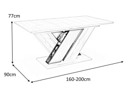 STÓŁ ROZKŁADANY BRANDON 160-200/90 cm PROSTOKĄTNY DĄB WOTAN / CZARNY HALMAR PŁYTA LAMINOWANA DO SALONU JADALNI