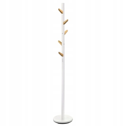 WIESZAK STOJĄCY PODŁOGOWY W66 METAL biały / naturalny DREWNO LITE HALMAR DO PRZEDPOKOJU SZATNI RECEPCJI WIESZAK STOJĄCY PODŁOGOWY W66 METAL biały / naturalny DREWNO LITE HALMAR DO PRZEDPOKOJU SZATNI RECEPCJI
