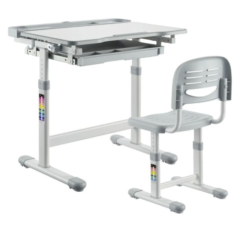 FunDesk Bellissima Grey - Regulowane biurko z krzesełkiem - Zestaw FunDesk Bellissima Grey - Regulowane biurko z krzesełkiem - Zestaw