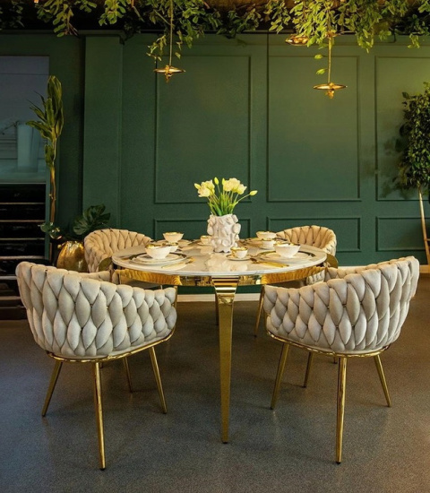 STÓŁ OKRĄGŁY MAISON 130 King Home BLAT KONGLOMERAT IMITACJA MARMURU PODSTAWA STAL ZŁOTA STÓŁ OKRĄGŁY MAISON 130 King Home BLAT KONGLOMERAT IMITACJA MARMURU PODSTAWA STAL ZŁOTA