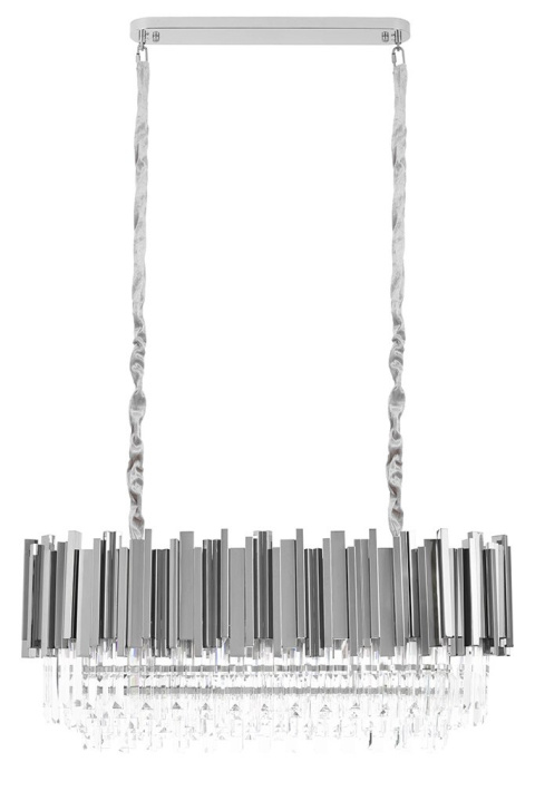 LAMPA WISZĄCA OWALNA SREBRNA IMPERIAL LONG SILVER 90 - stal szczotkowana kryształ 18 x E14 KING HOME LAMPA WISZĄCA OWALNA SREBRNA IMPERIAL LONG SILVER 90 - stal szczotkowana kryształ 18 x E14 KING HOME