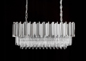 LAMPA WISZĄCA OWALNA SREBRNA IMPERIAL LONG SILVER 90 - stal szczotkowana kryształ 18 x E14 KING HOME