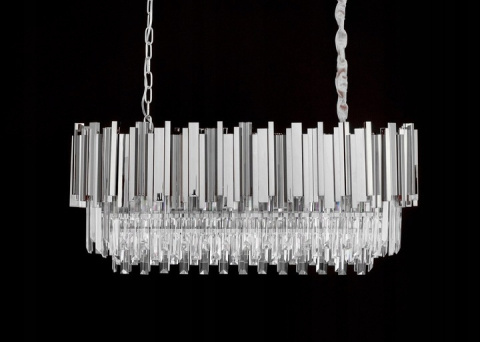 LAMPA WISZĄCA OWALNA SREBRNA IMPERIAL LONG SILVER 90 - stal szczotkowana kryształ 18 x E14 KING HOME LAMPA WISZĄCA OWALNA SREBRNA IMPERIAL LONG SILVER 90 - stal szczotkowana kryształ 18 x E14 KING HOME
