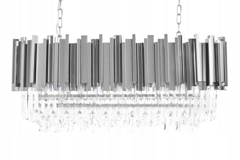 LAMPA WISZĄCA OWALNA SREBRNA IMPERIAL LONG SILVER 90 - stal szczotkowana kryształ 18 x E14 KING HOME LAMPA WISZĄCA OWALNA SREBRNA IMPERIAL LONG SILVER 90 - stal szczotkowana kryształ 18 x E14 KING HOME