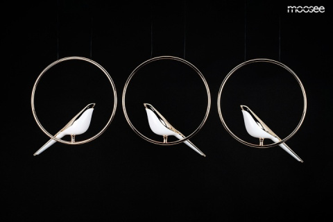 LAMPA WISZĄCA BIRD LINE LED metalowa ZŁOTA akryl BIAŁY PTAKI Moosee MOOSEE do salonu jadalni hotelu restauracji LAMPA WISZĄCA BIRD LINE LED metalowa ZŁOTA akryl BIAŁY PTAKI Moosee MOOSEE do salonu jadalni hotelu restauracji