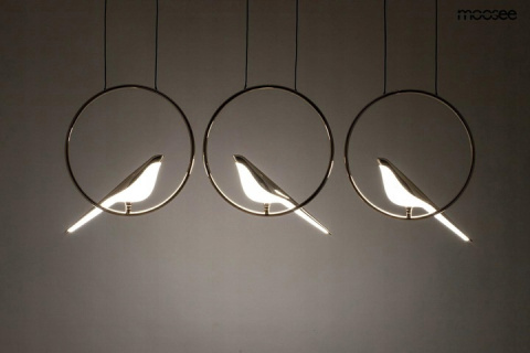 LAMPA WISZĄCA BIRD LINE LED metalowa ZŁOTA akryl BIAŁY PTAKI Moosee MOOSEE do salonu jadalni hotelu restauracji LAMPA WISZĄCA BIRD LINE LED metalowa ZŁOTA akryl BIAŁY PTAKI Moosee MOOSEE do salonu jadalni hotelu restauracji