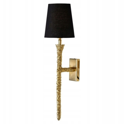 LAMPA ŚCIENNA KINKIET FLYNT E27 aluminium tworzywo kolor MOSIĄDZ ABAŻUR CZARNY TKANINA Richmond Interiors RICHMOND LAMPA ŚCIENNA KINKIET FLYNT E27 aluminium tworzywo kolor MOSIĄDZ ABAŻUR CZARNY TKANINA Richmond Interiors RICHMOND