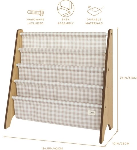 3 Sprouts 3 Sprouts Stojak na Książki Recycled Gingham Beige 3 Sprouts 3 Sprouts Stojak na Książki Recycled Gingham Beige