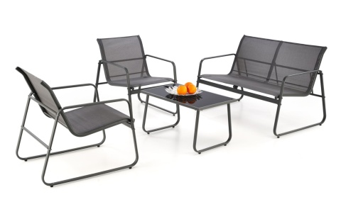 ZESTAW OGRODOWY CONOR ( sofa + fotel 2x + ława ), CIEMNY POPIEL / JASNY POPIEL HALMAR ZESTAW OGRODOWY CONOR ( sofa + fotel 2x + ława ), CIEMNY POPIEL / JASNY POPIEL HALMAR