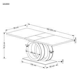 STÓŁ PROSTOKĄTNY ROZKŁADANY GALARDO biały / złoty HALMAR PŁYTA LAKIEROWANA STAL NIERDZEWNA
