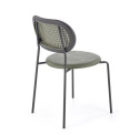 Halmar K524 krzesło zielony, materiał: eko skóra / rattan syntetyczny / polipropylen / stal malowana proszkowo Halmar K524 krzesło zielony, materiał: eko skóra / rattan syntetyczny / polipropylen / stal malowana proszkowo