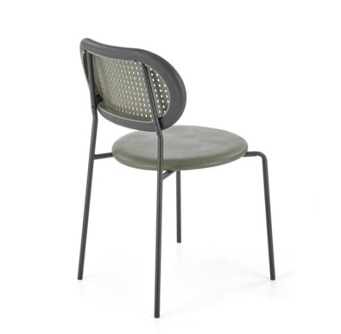 Halmar K524 krzesło zielony, materiał: eko skóra / rattan syntetyczny / polipropylen / stal malowana proszkowo Halmar K524 krzesło zielony, materiał: eko skóra / rattan syntetyczny / polipropylen / stal malowana proszkowo