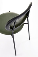 Halmar K524 krzesło zielony, materiał: eko skóra / rattan syntetyczny / polipropylen / stal malowana proszkowo Halmar K524 krzesło zielony, materiał: eko skóra / rattan syntetyczny / polipropylen / stal malowana proszkowo