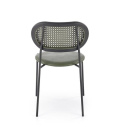 Halmar K524 krzesło zielony, materiał: eko skóra / rattan syntetyczny / polipropylen / stal malowana proszkowo Halmar K524 krzesło zielony, materiał: eko skóra / rattan syntetyczny / polipropylen / stal malowana proszkowo