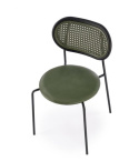 Halmar K524 krzesło zielony, materiał: eko skóra / rattan syntetyczny / polipropylen / stal malowana proszkowo Halmar K524 krzesło zielony, materiał: eko skóra / rattan syntetyczny / polipropylen / stal malowana proszkowo