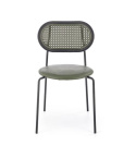 Halmar K524 krzesło zielony, materiał: eko skóra / rattan syntetyczny / polipropylen / stal malowana proszkowo Halmar K524 krzesło zielony, materiał: eko skóra / rattan syntetyczny / polipropylen / stal malowana proszkowo