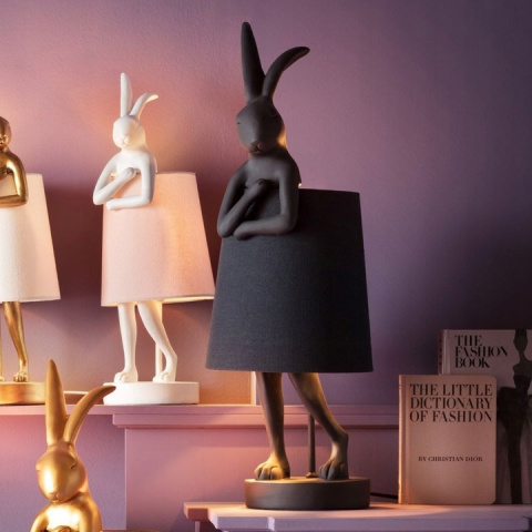 LAMPA STOŁOWA BIURKOWA NOCNA RABBIT 50 cm polirezyna CZARNA / klosz CZARNY lniany Kare Design KARE KRÓLICZEK LAMPA STOŁOWA BIURKOWA NOCNA RABBIT 50 cm polirezyna CZARNA / klosz CZARNY lniany Kare Design KARE KRÓLICZEK