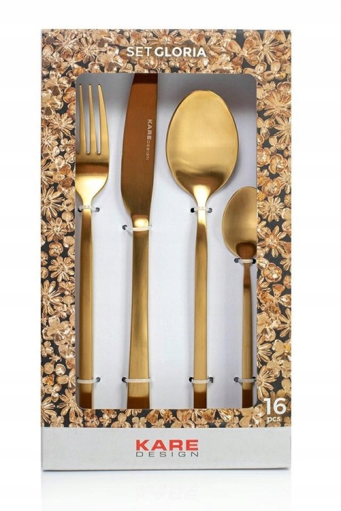 ZESTAW SZTUĆCÓW GLORIA MATT GOLD 16 szt. ZŁOTE stal nierdzewna Kare Design KARE ZESTAW SZTUĆCÓW GLORIA MATT GOLD 16 szt. ZŁOTE stal nierdzewna Kare Design KARE