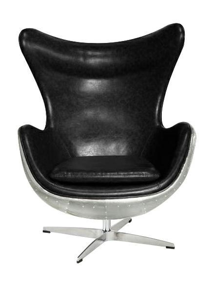 FOTEL OBROTOWY Z FUNKCJĄ BUJANIA EGG AVIATOR PU EKOSKÓRA CZARNY TYŁ FOTELA METALOWY King Home FOTEL OBROTOWY Z FUNKCJĄ BUJANIA EGG AVIATOR PU EKOSKÓRA CZARNY TYŁ FOTELA METALOWY King Home