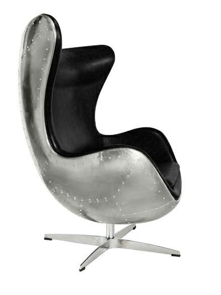 FOTEL OBROTOWY Z FUNKCJĄ BUJANIA EGG AVIATOR PU EKOSKÓRA CZARNY TYŁ FOTELA METALOWY King Home FOTEL OBROTOWY Z FUNKCJĄ BUJANIA EGG AVIATOR PU EKOSKÓRA CZARNY TYŁ FOTELA METALOWY King Home