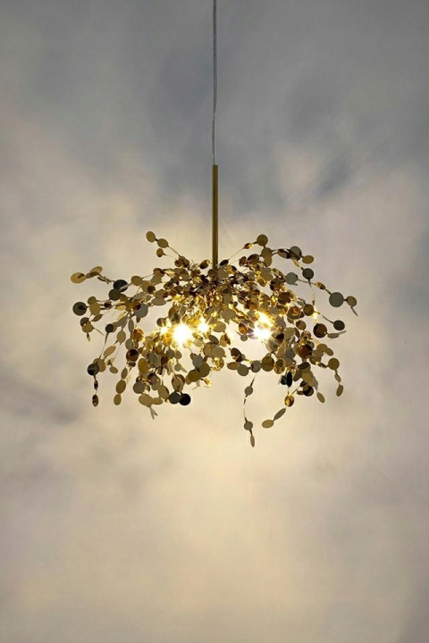 LAMPA wisząca MONETE SINGLE - metal ZŁOTY BŁYSZCZĄCY 3xG9 King Home do jadalni salonu restauracji LAMPA wisząca MONETE SINGLE - metal ZŁOTY BŁYSZCZĄCY 3xG9 King Home do jadalni salonu restauracji