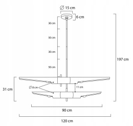 LAMPA wisząca SUFITOWA APOLLO 2 CZARNA - szczotkowane ZŁOTO KING HOME KLOSZE OBRACANE