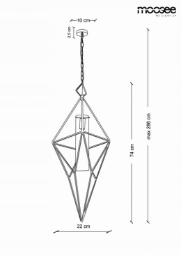 LAMPA WISZĄCA GEOMETRYCZNA HAVANA L - ZŁOTA metal KLOSZ SZKLANY BEZBARWNY E14 MOOSEE