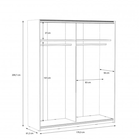 Meble Forte DREAMER RMRS824E1-N09 Szafa ubraniowa przesuwna, Dąb szlachetny/Dąb Czarny Meble Forte DREAMER RMRS824E1-N09 Szafa ubraniowa przesuwna, Dąb szlachetny/Dąb Czarny