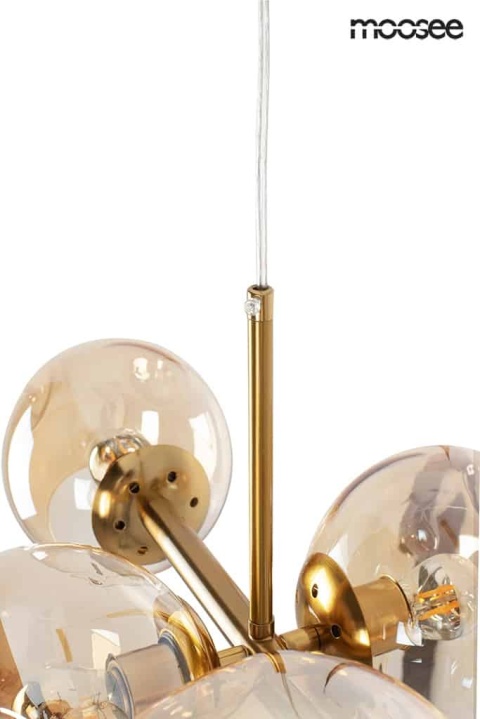 LAMPA WISZĄCA SUFITOWA ROMEO GOLD stal ZŁOTA / klosze szklane BURSZTYNOWE 8xE14 Moosee MOOSEE LAMPA WISZĄCA SUFITOWA ROMEO GOLD stal ZŁOTA / klosze szklane BURSZTYNOWE 8xE14 Moosee MOOSEE